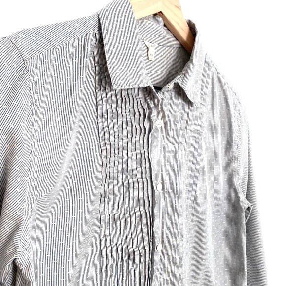 J. CREW Women's XS Extra Small Blouse Top Tuxedo Tunic Cream Ivory Off White - Picture 2 of 9